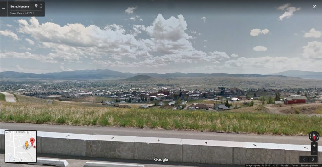 Google Street view of Butte, Montana