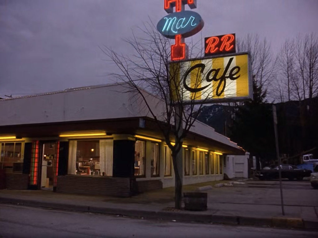 Double R Diner exterior with neon RR sign