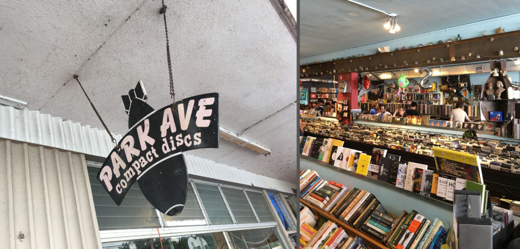 Park Avenue Compact Discs sign and shop interior