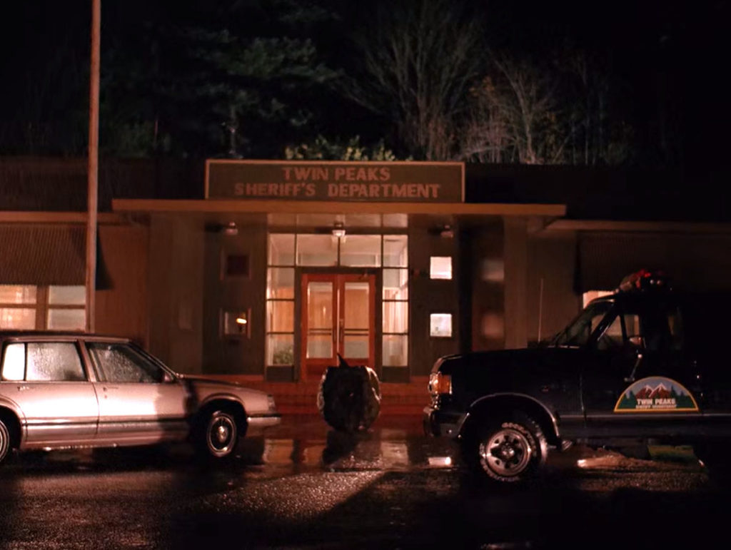 Exterior of Twin Peaks Sheriff's Department Night