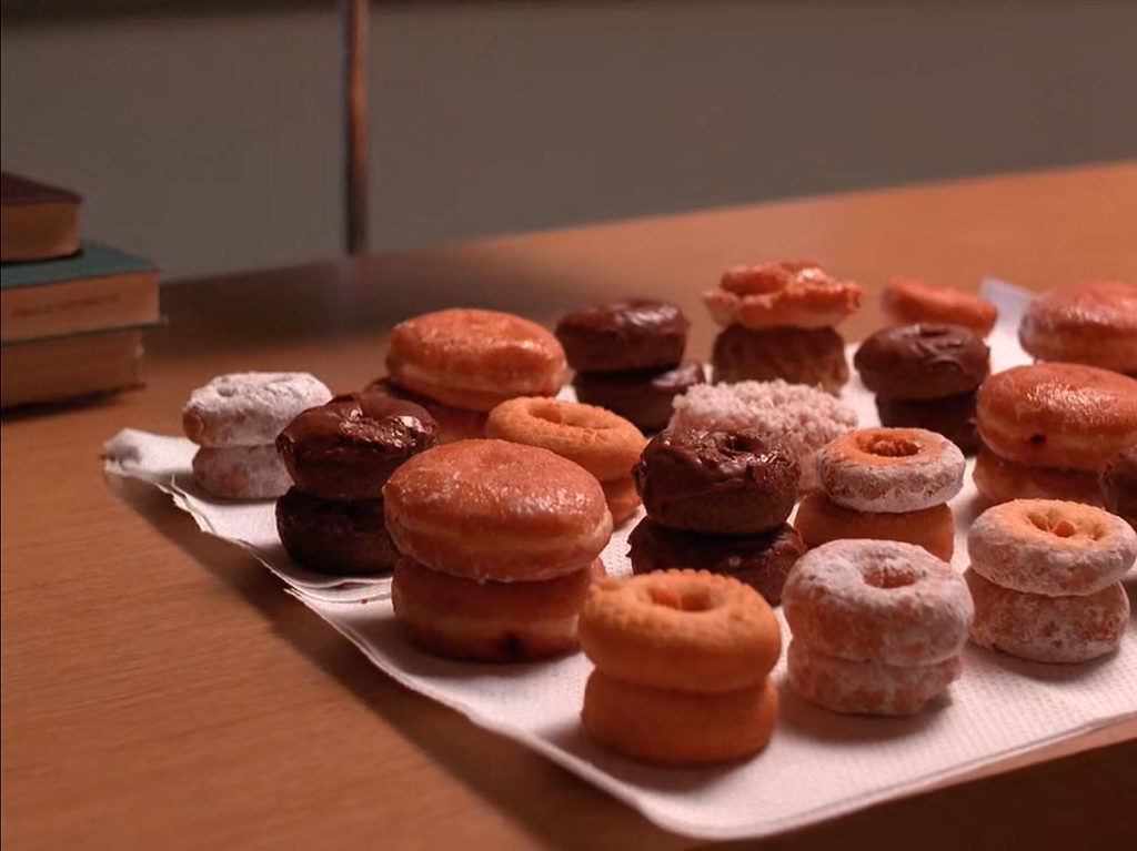 Doughnuts on a table