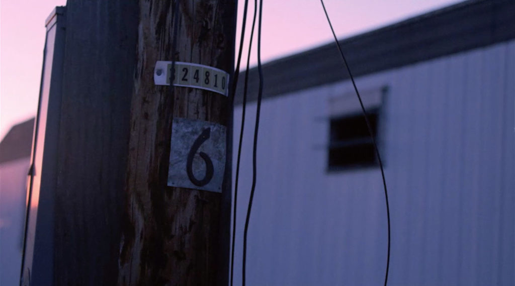 Number 6 utility pole at the Fat Trout Trailer Park
