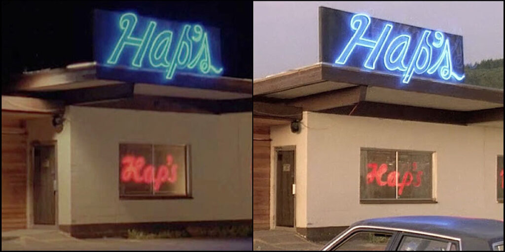Hap's Diner Neon signs from day to night