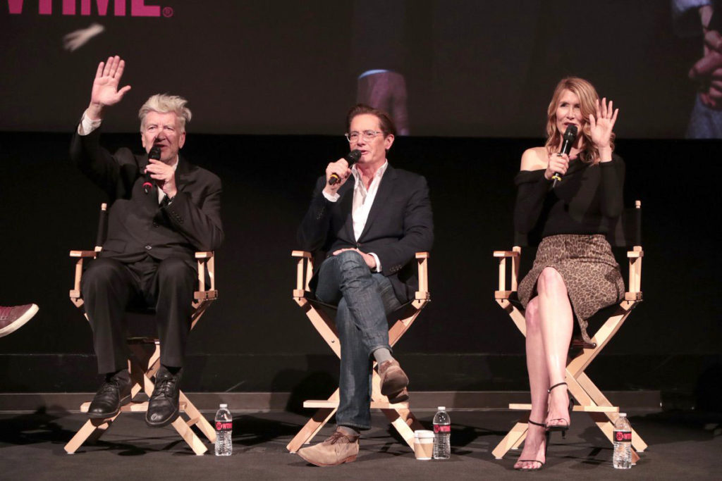 David Lynch, Kyle MacLachlan and Laura Dern on Stage at the Showtime FYC Emmys 2018 Event for Twin Peaks