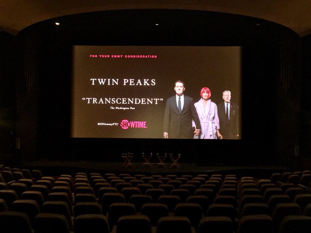 Empty Paramount Theatre with Twin Peaks advertisement