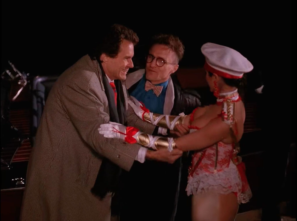 Ben and Jerry greet a girl dressed in lingerie