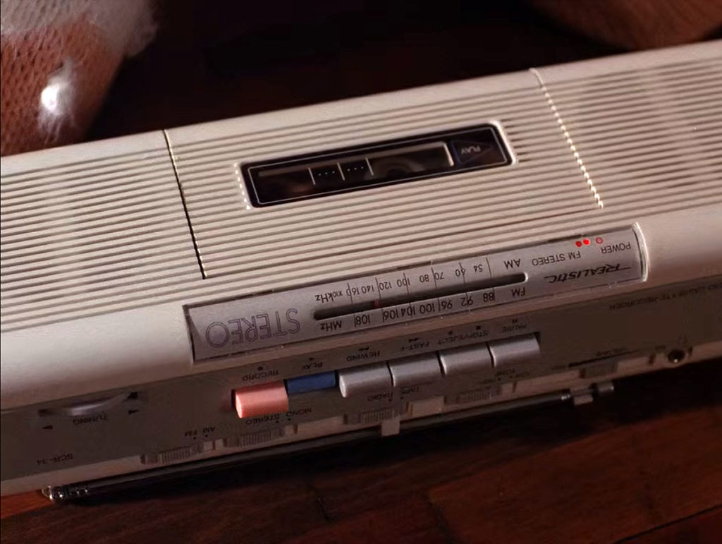 Tape player on a table