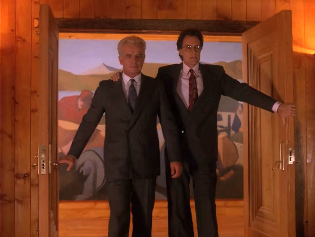 Leland Palmer and Ben Horne at his office door