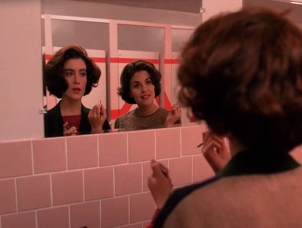 Audrey and Donna in the Bathroom looking at mirror from Episode 1004
