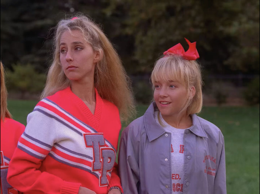 Cheerleaders wearing TP and Twin Peaks High School attire