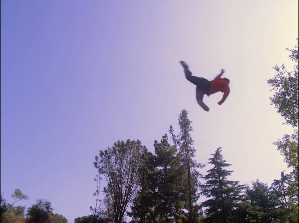 Cheerleader flying through the air