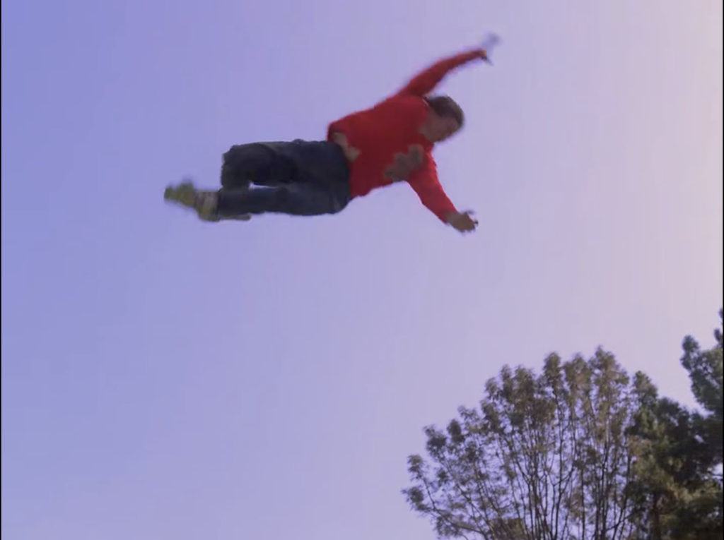 Cheerleader flying through the air