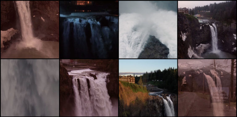 Collage of images of White Tail Falls from Twin Peaks