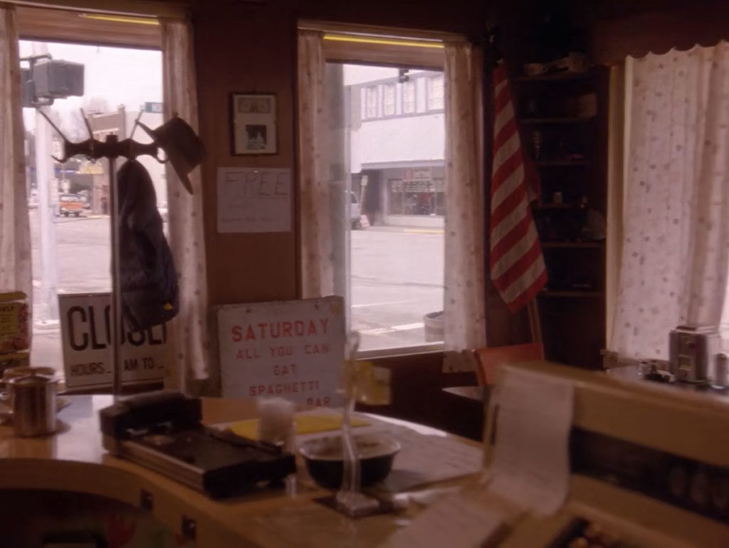 Corner of Double R Diner in the Twin Peaks Pilot