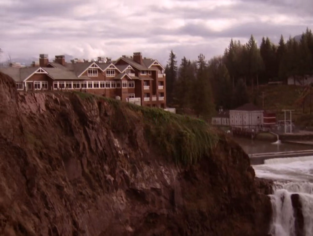 The Great Northern Hotel and White Tail Falls