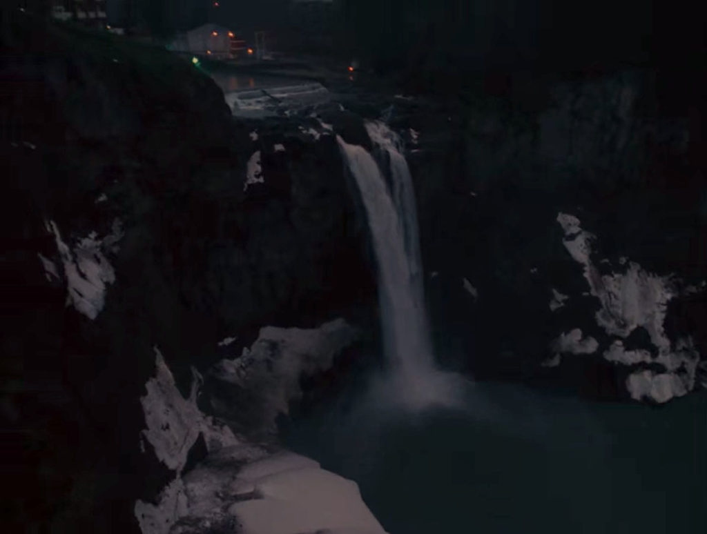 White Tail Falls surrounded by snow