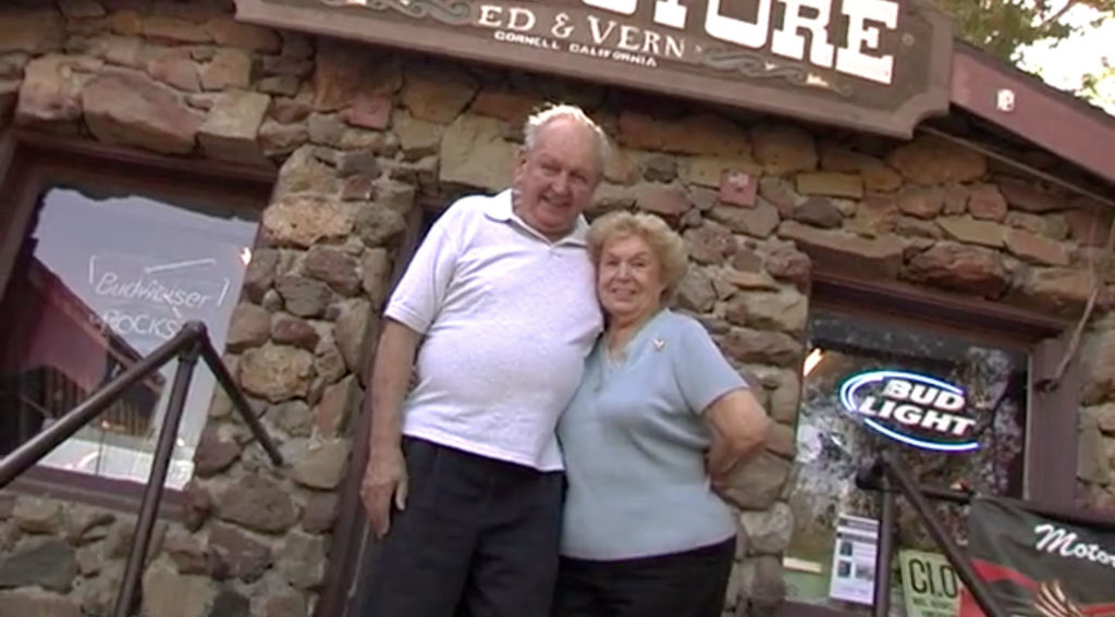 Ed and Vern in 2008 standing in front of The Rock Store entrance.