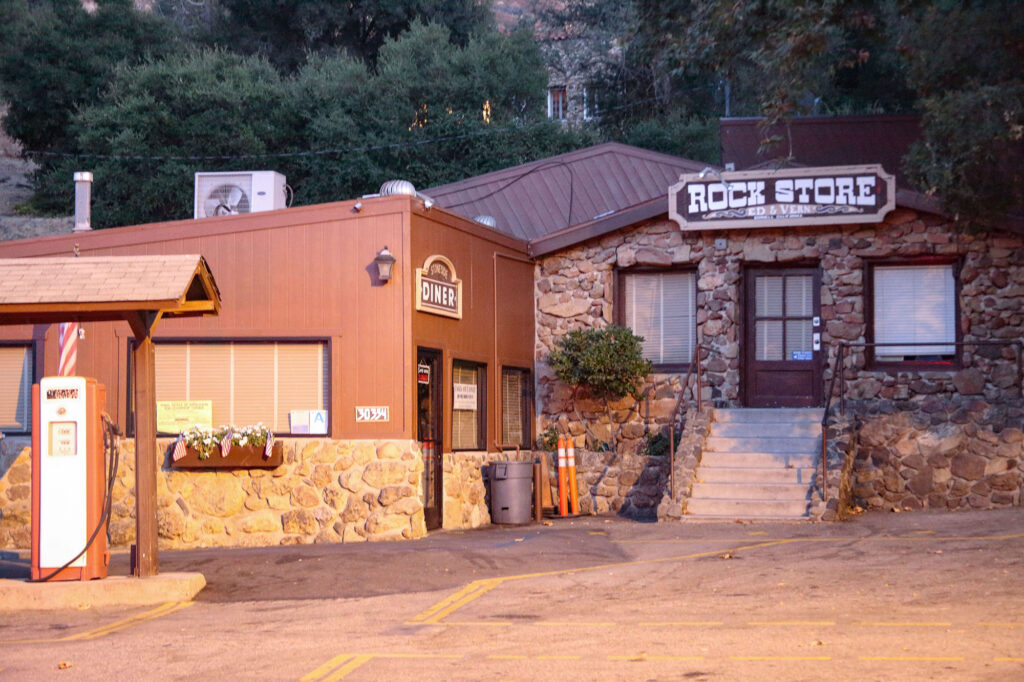 The front of the Diner and The Rock Store