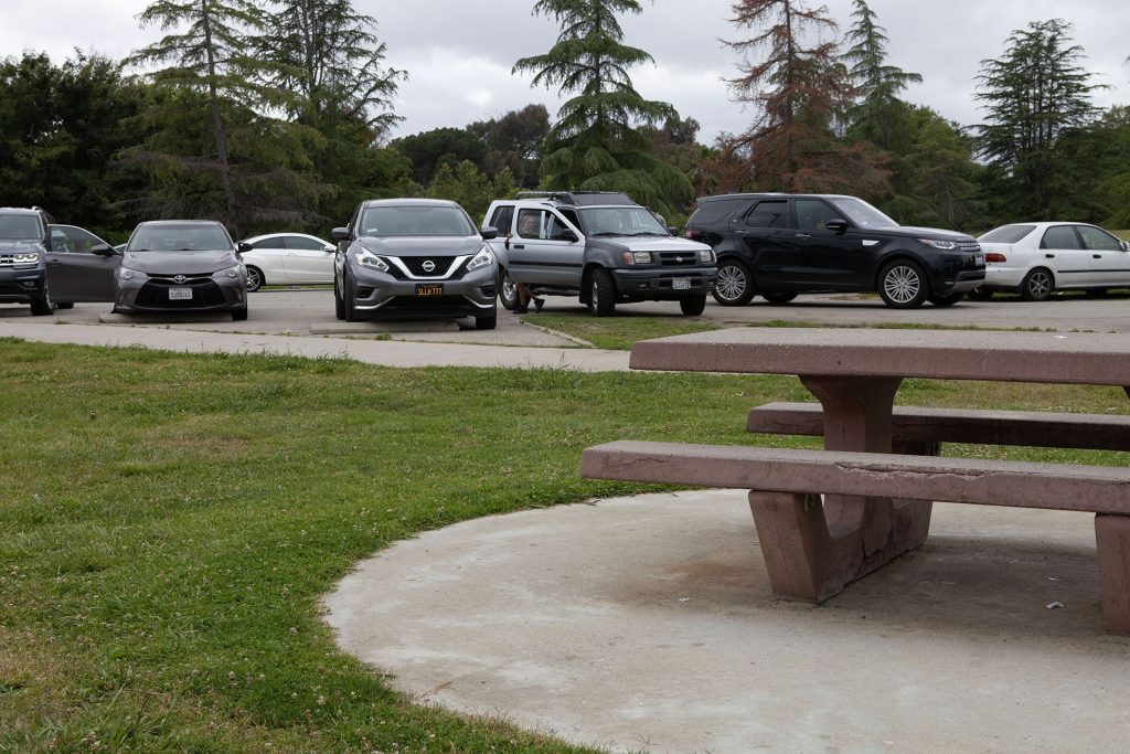 Concrete bench in a park
