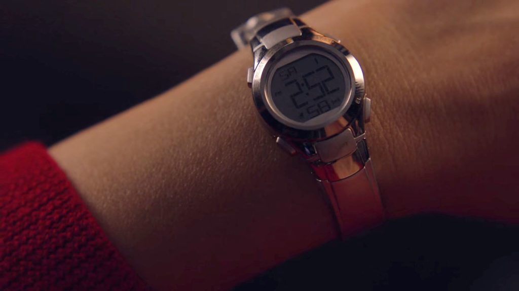 Close up of American Girl's watch with the time of 2:52 p.m.