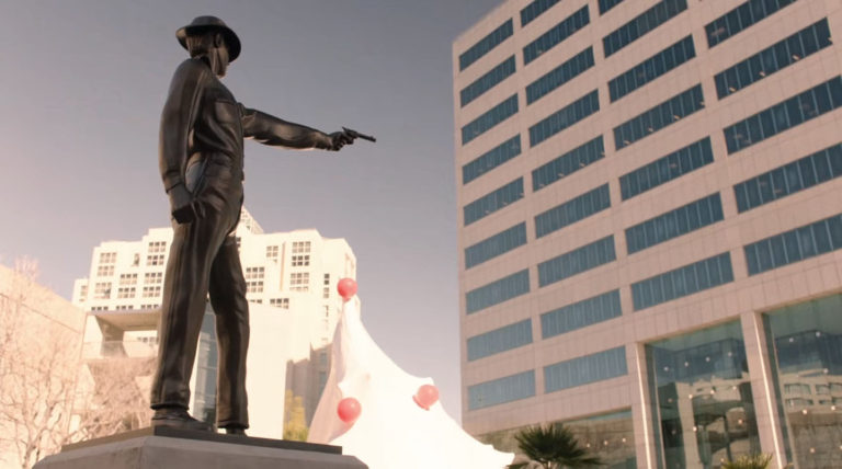Statue outside building