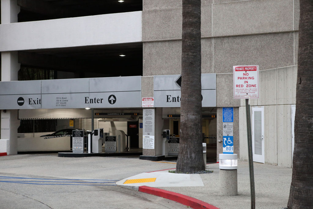 Parking Garage entrance and exit
