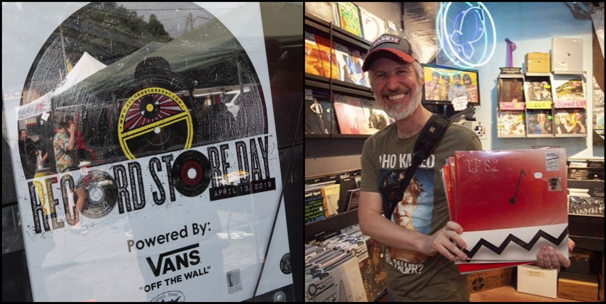 Record Store Day Logo and Steven holding vinyl
