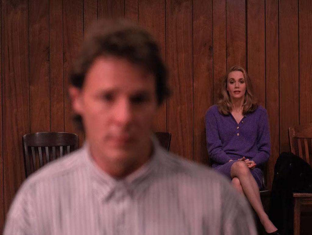 Norma and Hank Jennings in the parole board hearing room