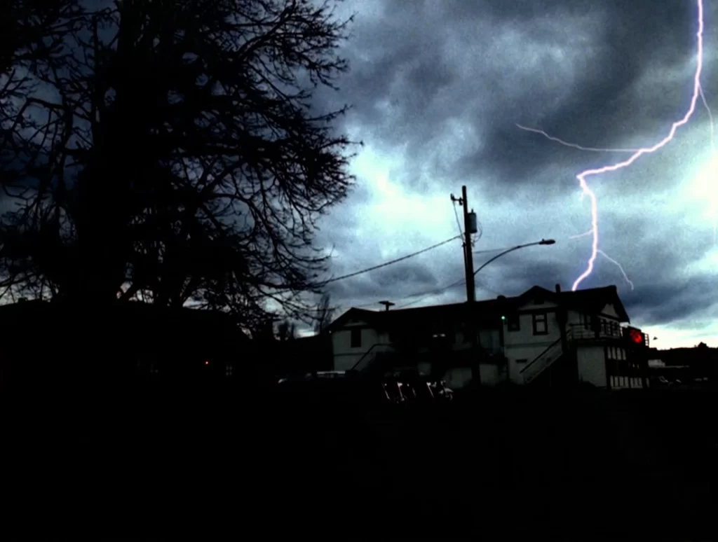 Lighting strikes above the Roadhouse