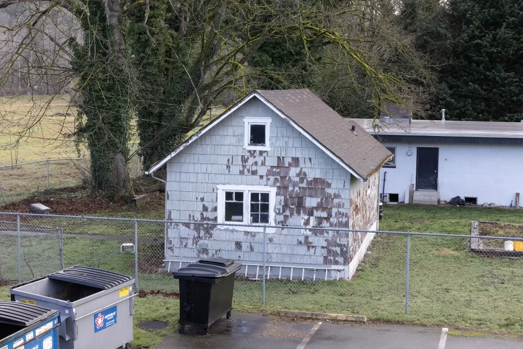 Aerial side view of The Bookhouse