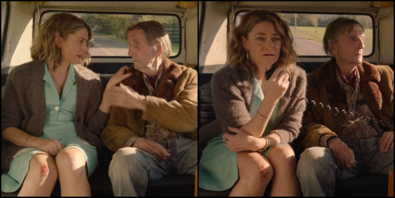 Carl Rodd and Shelly Johnson riding in a van