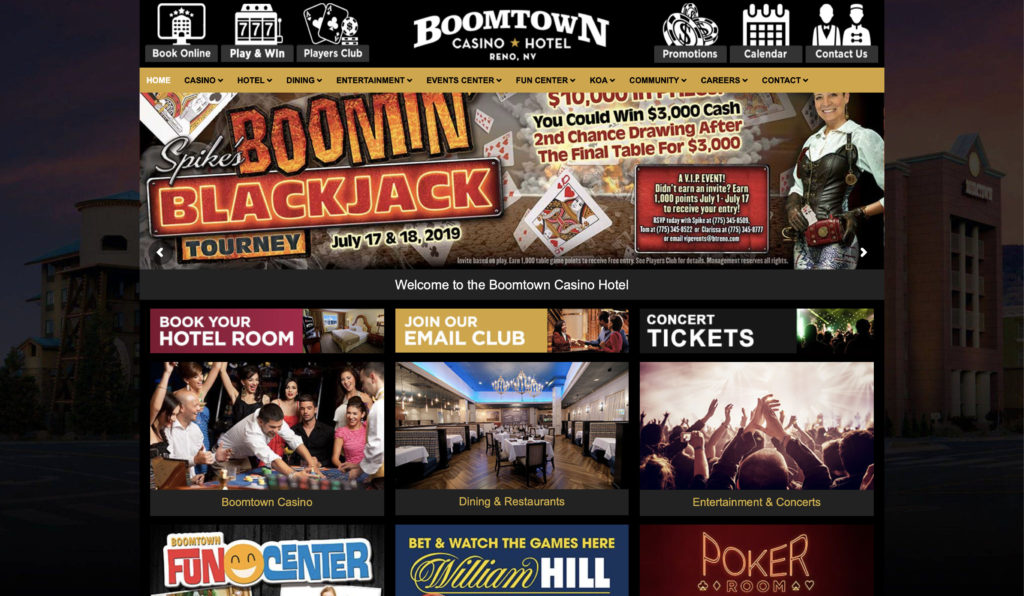 Website for Boomtown Casino and Hotel