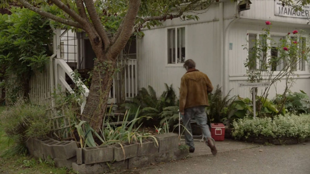 Carl Rodd walking back to his trailer