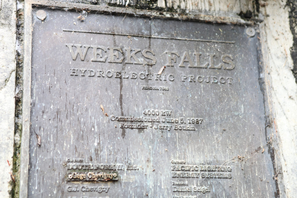 Weeks Falls plaque