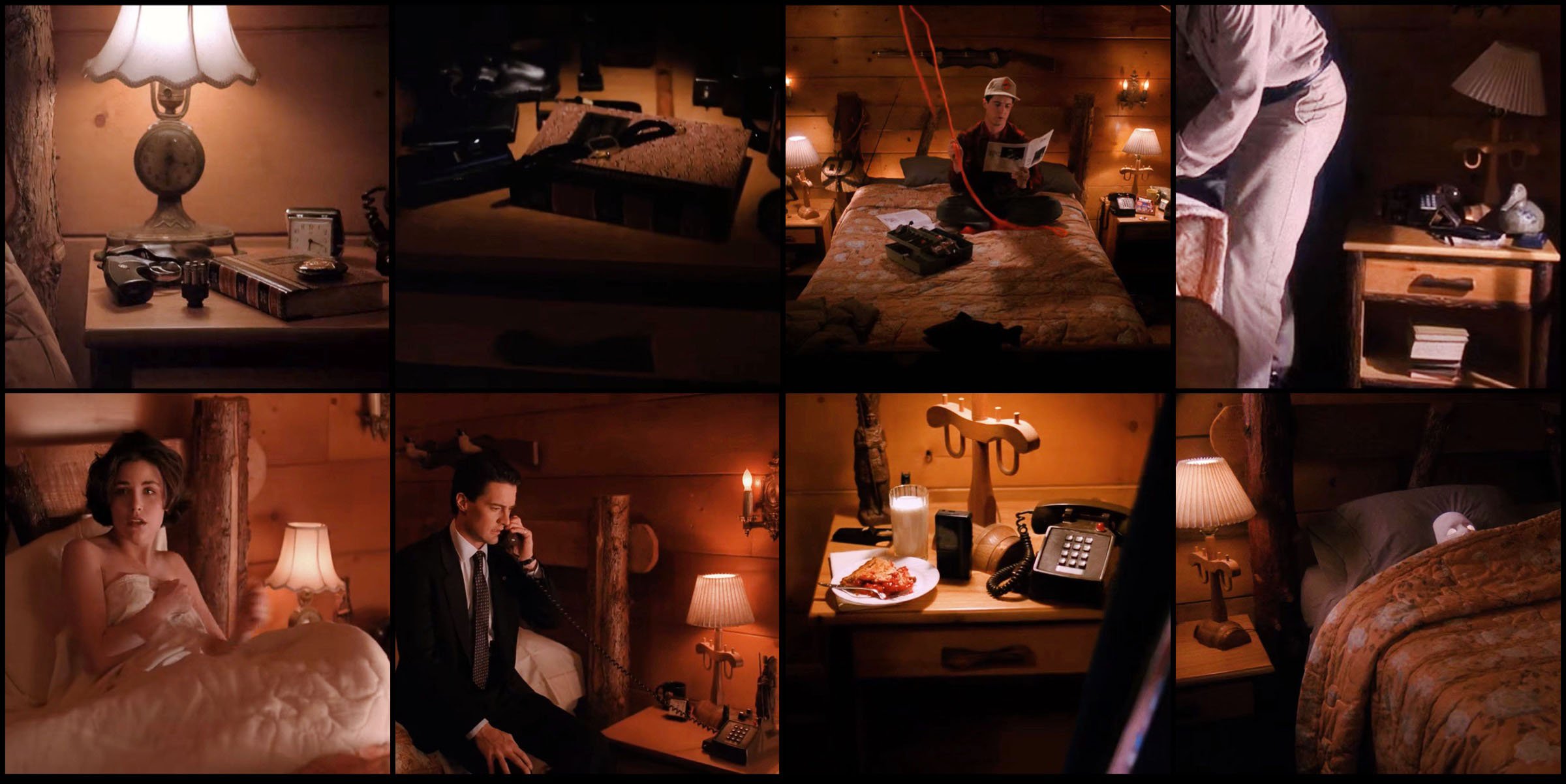 Collage of images from Dale Cooper's hotel room