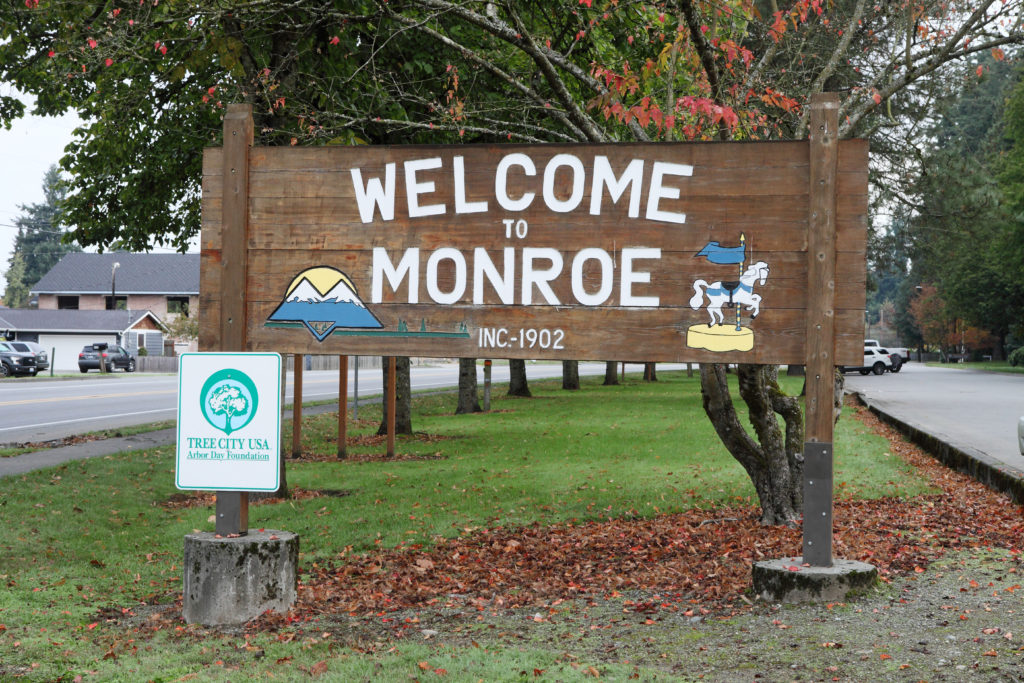 Welcome to Monroe wooden sign