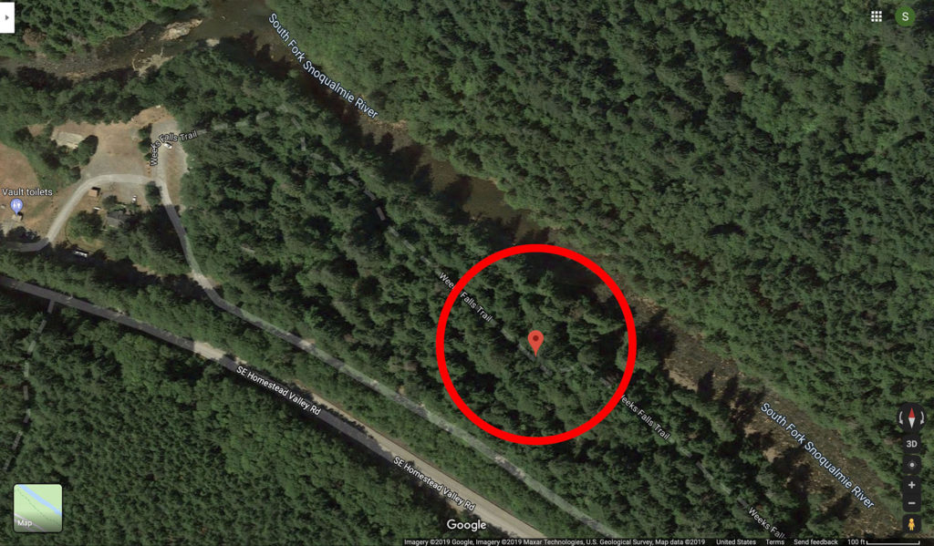 Aerial view of location via Google Maps