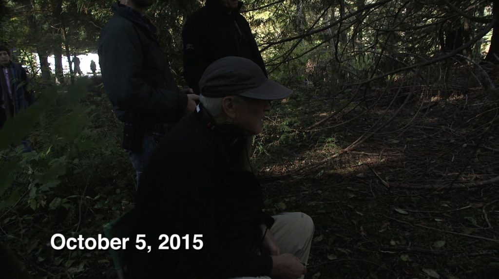 David Lynch directing in the woods