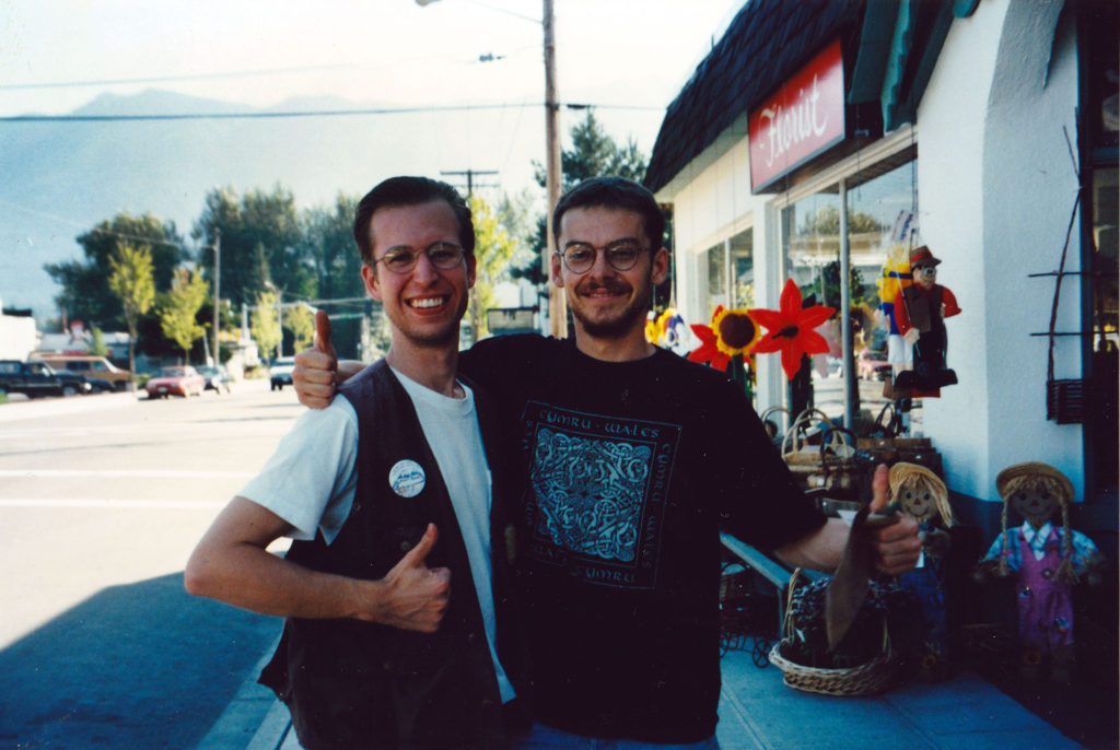 Steven and Pierre from August 1996 outside Alpine Blossom