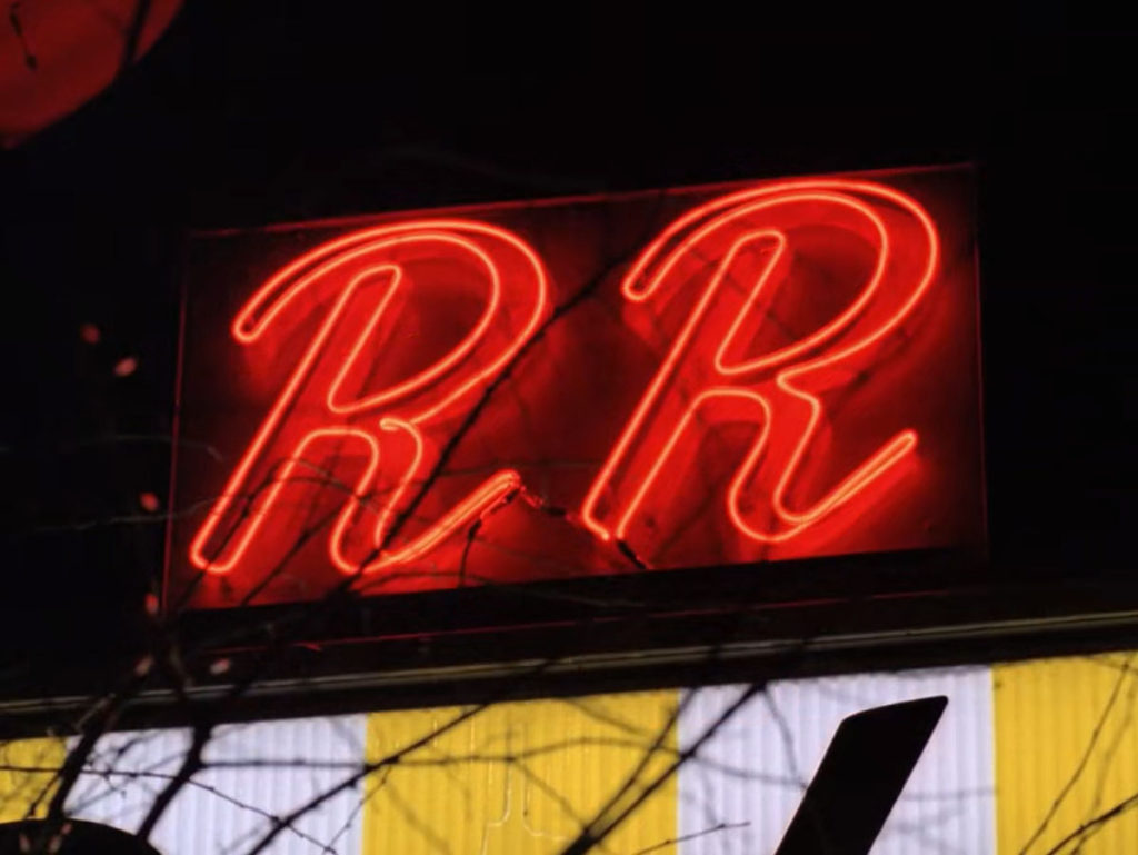 Double R Sign at night