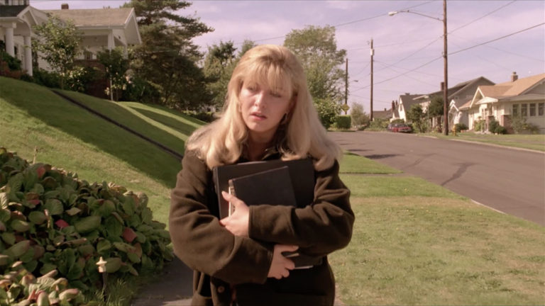 Laura Palmer walking down the street