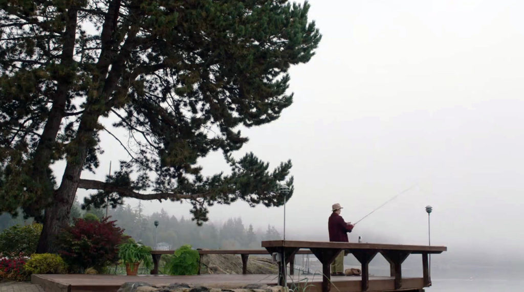 Pete's fishing deck from Part 17 on a foggy morning at Kiana Lodge in Poulsbo, Washington