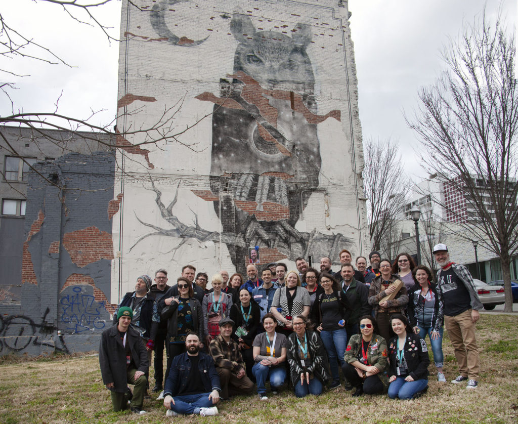 Group Photo by the Giant Owl