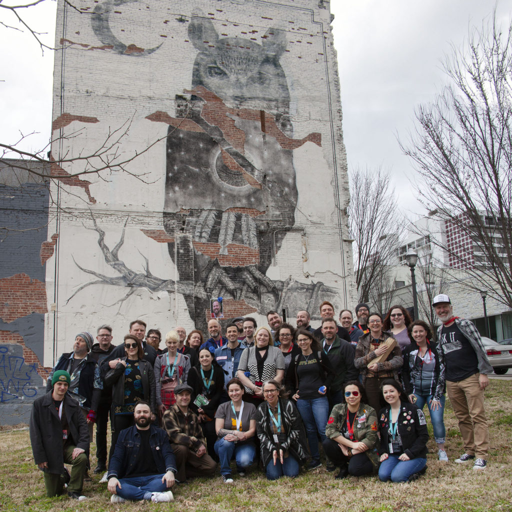 Group Photo by the Giant Owl