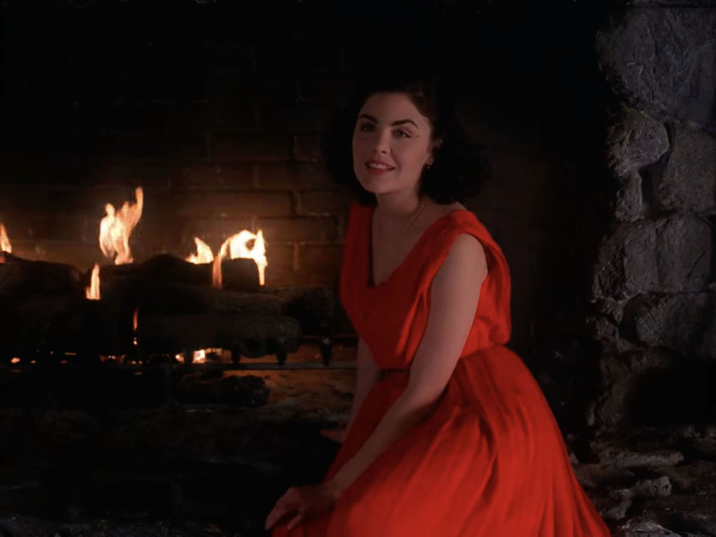 Audrey Horne by Ben Horne's Office Fireplace