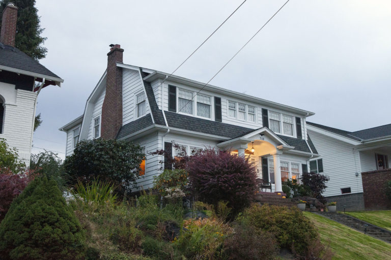 Exterior of the Palmer House on a hill