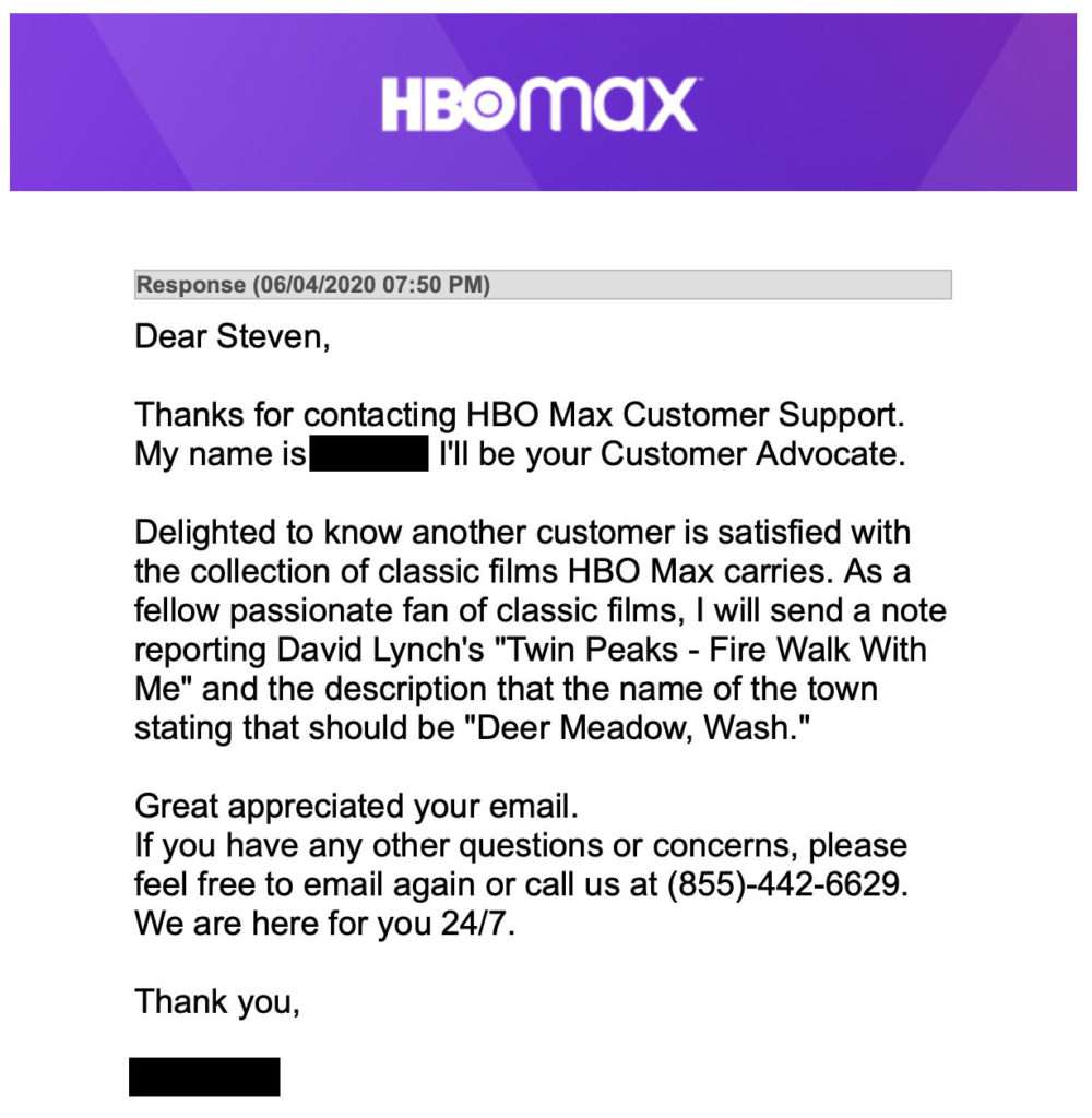 HBOMax Letter