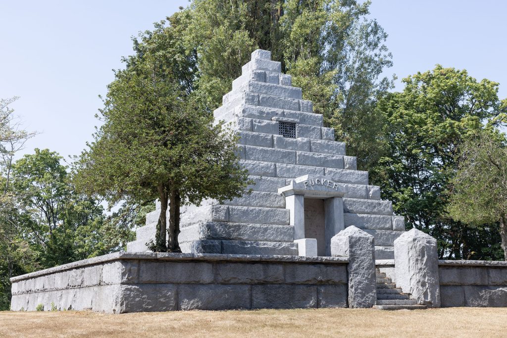 Stone pyramid burial chamber for Rucker family
