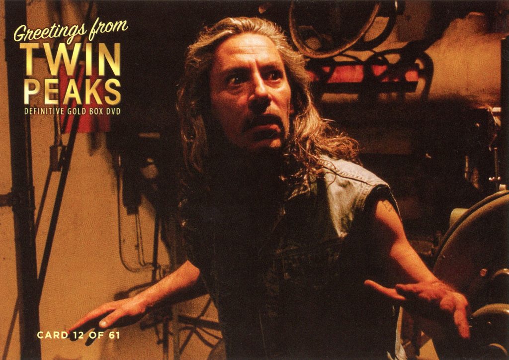 Greetings from Twin Peaks DVD Postcards Killer BOB in sleeveless jean jacket standing in boiler room