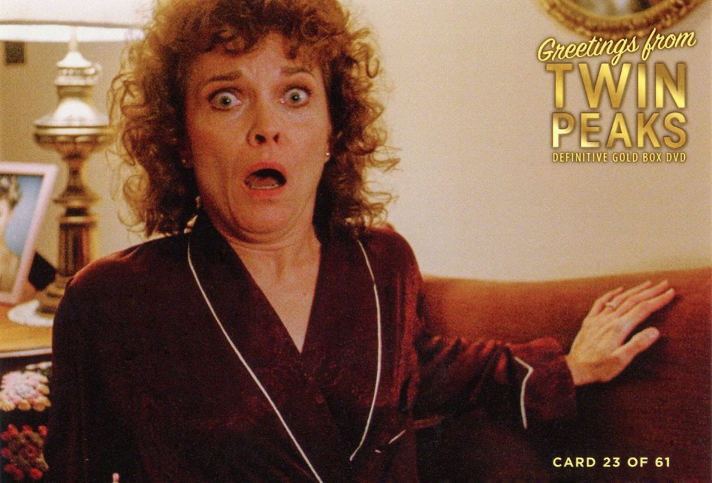Greetings from Twin Peaks DVD Postcards Person sitting on a couch acting surprised
